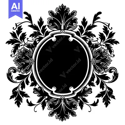 Premium design asset: Ornate Floral Frame with Oval Center
