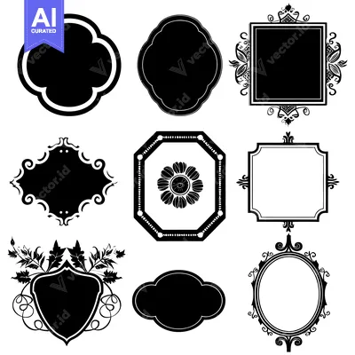 Premium design asset: Set of Nine Ornamental Frames with Floral Motifs