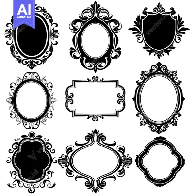Aset premium populer: Nine Ornate Frames with Flourishes and Swirls