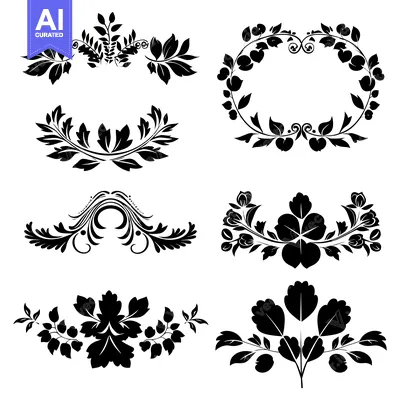 Popular premium asset: Six Black and White Floral Design Elements