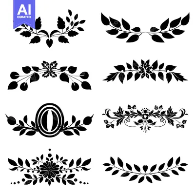 Aset premium populer: A Set of Six Ornamental Floral Silhouettes