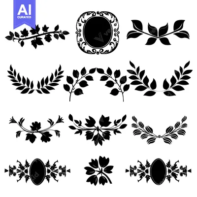 Popular premium asset: A Collection of Ornamental Black Floral Silhouettes