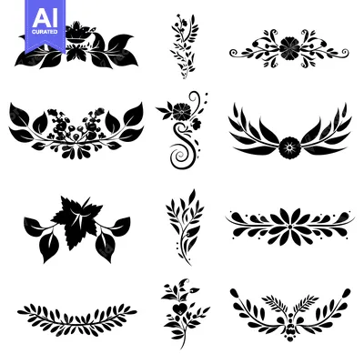Premium design asset: A Collection of Black and White Floral Design Elements