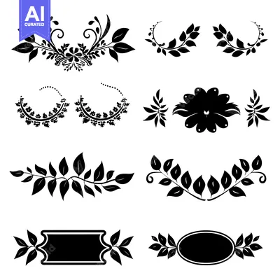 Aset premium populer: Black and White Floral Design Elements with Leaves and Branches