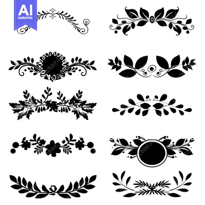 Aset premium populer: Set of Black and White Floral Design Elements
