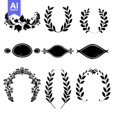 Popular premium asset: A Collection of Floral and Laurel Wreaths and Frames in Black Silhouet