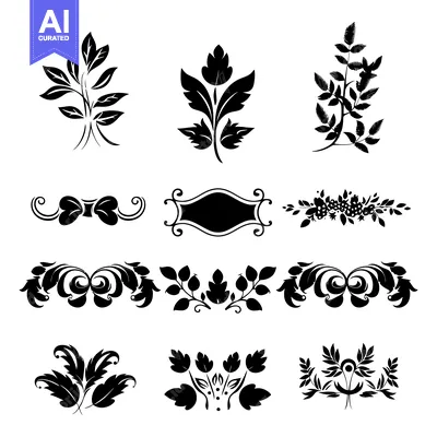 Premium design asset: Collection of Black and White Floral Designs