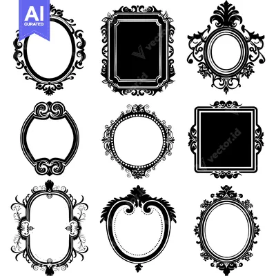 Premium design asset: Nine Ornamental Frames with Intricate Detail