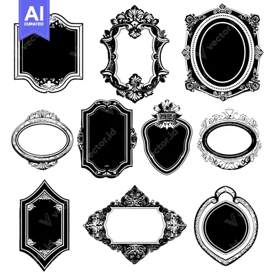 Premium design asset: Collection of Ornate Black and White Frames