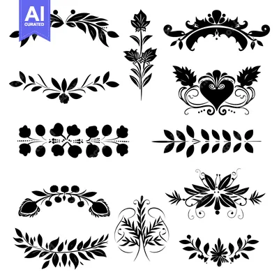 Aset desain premium: Black and White Floral Design Elements