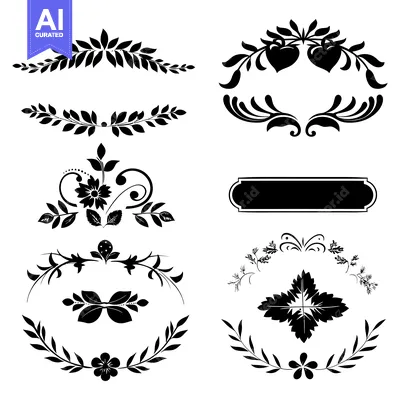 Aset premium populer: Set of Black Floral and Leaf Design Elements
