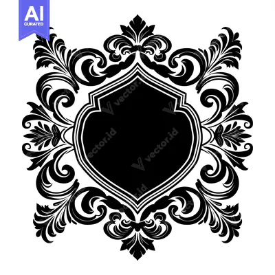 Aset premium populer: Black and White Ornamental Frame with Shield
