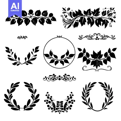 Popular premium asset: A Set of Eight Black and White Floral Design Elements