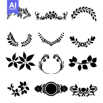 Premium design asset: Collection of Black and White Floral Design Elements