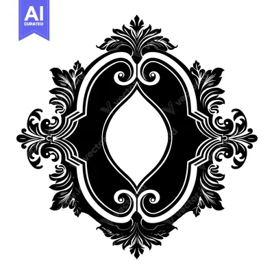 Aset premium populer: Ornate Black and White Floral Frame with a Center Void