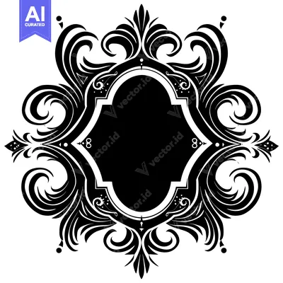 Popular premium asset: Ornate Black and White Floral Frame with Empty Center