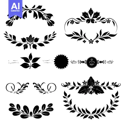 Premium design asset: A Collection of Black and White Floral Design Elements