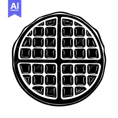 Aset desain premium: Black and White Illustration of a Round Waffle