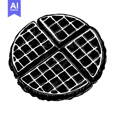 Aset desain premium: Black and White Hand Drawn Illustration of a Waffle