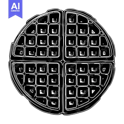 Black and White Illustration of a Circular Waffle