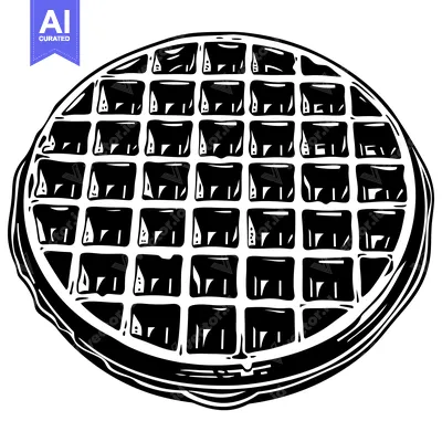 Aset desain premium: A Black and White Illustration of a Waffle