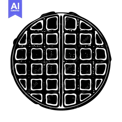 Premium design asset: Black and White Illustration of a Round Waffle