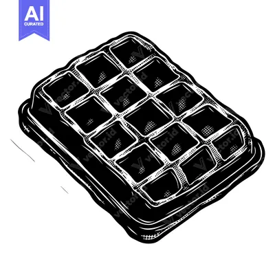 Premium design asset: Black and White Illustration of a Waffle