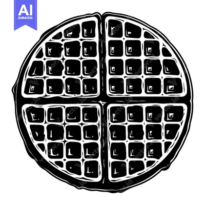 Aset premium populer: Black and White Illustration of a Round Waffle