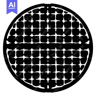 Premium design asset: Black and White Circular Pattern with Irregular Squares