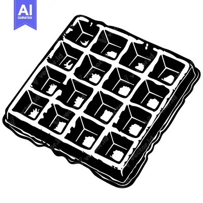 Aset desain premium: A Black and White Illustration of a Waffle