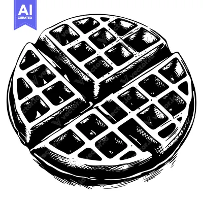 Aset premium populer: A Black and White Hand Drawn Sketch of a Waffle