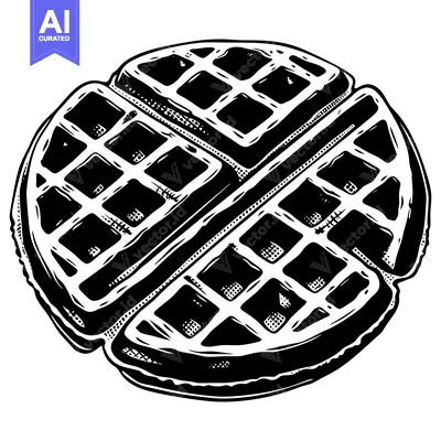 Aset premium populer: Black and White Illustration of a Waffle
