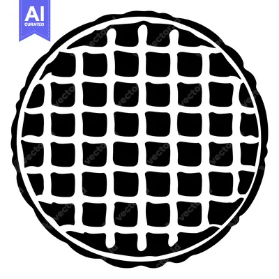 Black and White Illustration of a Waffle