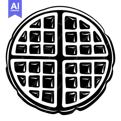 A Black and White Illustration of a Waffle