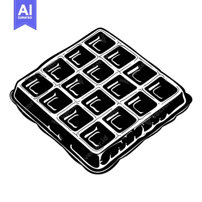 Premium design asset: Black and White Illustration of a Waffle