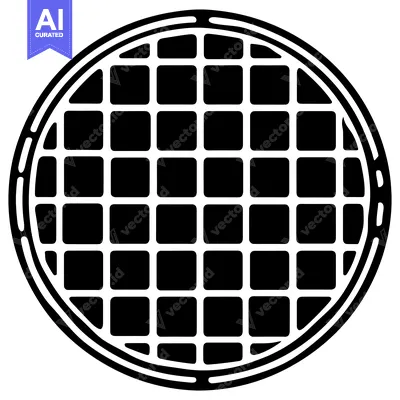 Aset desain premium: Black and white circular grid pattern with a thick border