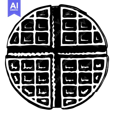 Hand-drawn illustration of a round waffle with a defined grid pattern
