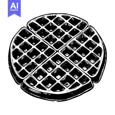 Premium design asset: Black and White Hand Drawn Illustration of a Waffle
