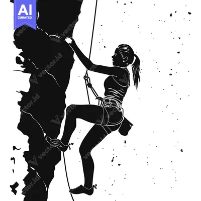 Popular premium asset: Silhouette of a Female Rock Climber Ascending a Cliff Face