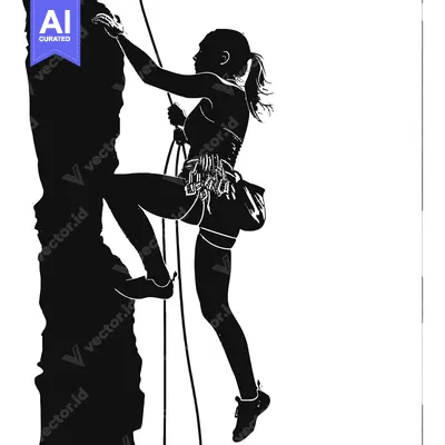 Aset premium populer: Silhouette of a Woman Rock Climbing with Rope and Gear