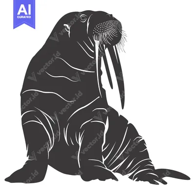 Popular premium asset: A Silhouette of a Walrus with Large Tusk