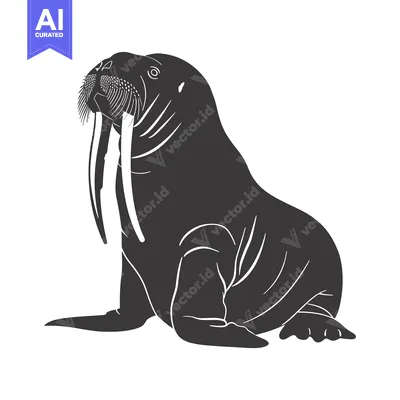 Aset premium populer: A Silhouette of a Walrus with Its Large Tusk