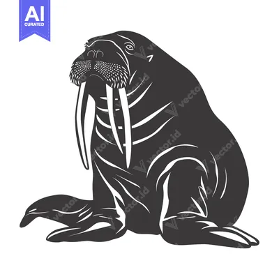Popular premium asset: A Black and White Illustration of a Walrus with Large Tusks