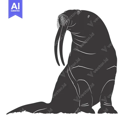 Premium design asset: Silhouette of a Walrus with Long Tusks