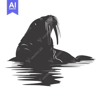Popular premium asset: Silhouette of a Walrus with Its Head Raised Above the Water