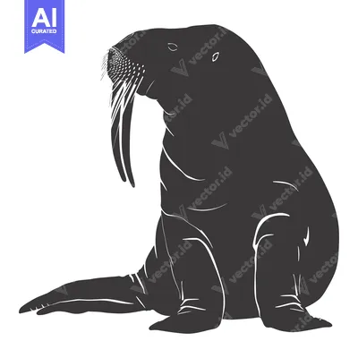 Popular premium asset: A Silhouette of a Walrus with Large Tusk
