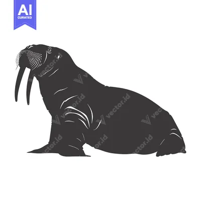 Aset premium populer: Silhouette of a Walrus with Long Tusk