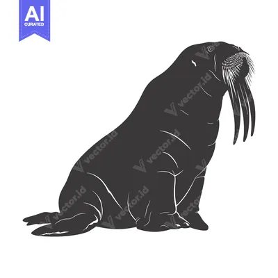 Aset premium populer: A Silhouette of a Walrus Sitting on a White Background