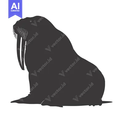 Aset premium populer: Silhouette of a Walrus with Large Tusks