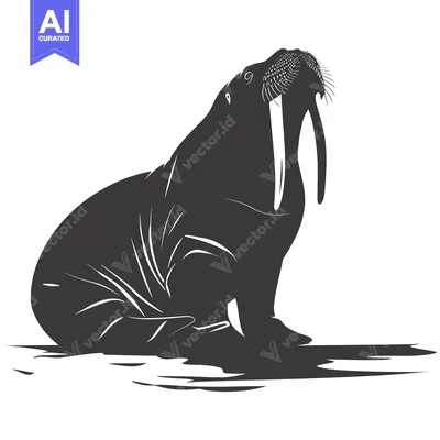 Aset premium populer: Silhouette of a Walrus with Long Tusk and Whiskers